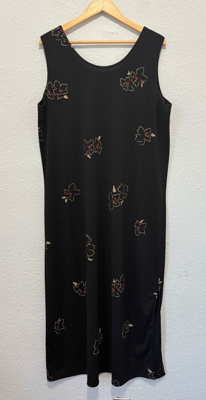vintage 90s maxi dress floral black whimsygoth modest
